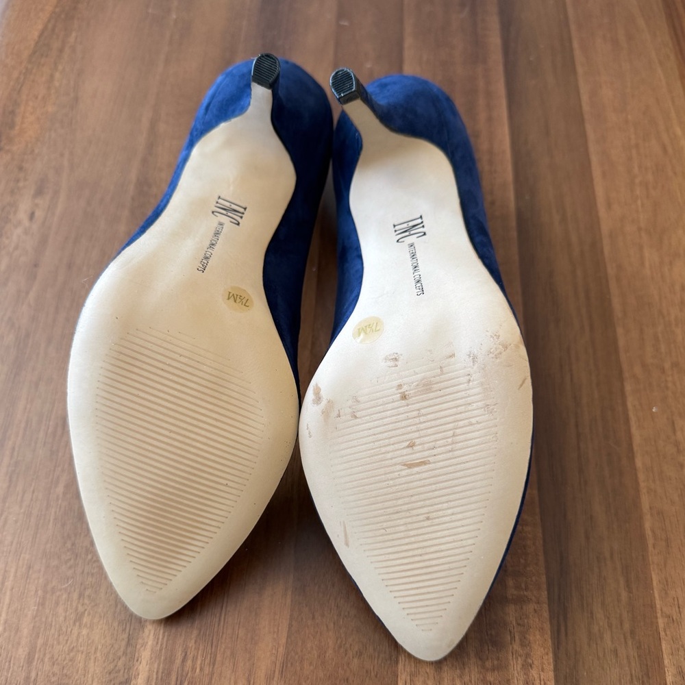 INC International Concepts Navy Suede Pointed Toe Heels - Picture 10 of 11